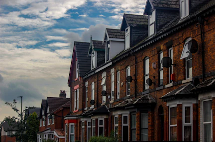 Suburban row of houses in UK